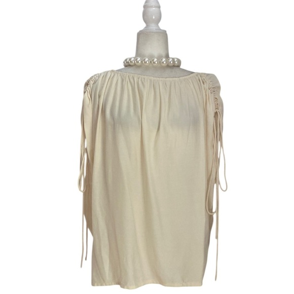 Modern Citizen Akari Semi Sheer Gathered Shoulder Blouse NWOT Cream Natural - Picture 5 of 15